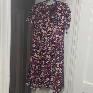 Tommy Hilfiger Floral Midi Dress - brown and Red with flowers
